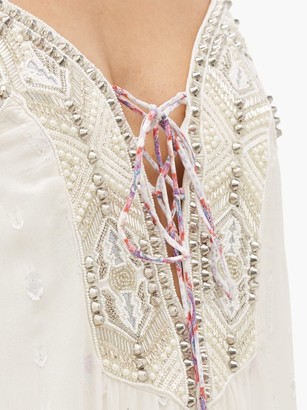 Camilla Tanami Road Beaded Lace-up Silk-crepe Dress - White Multi