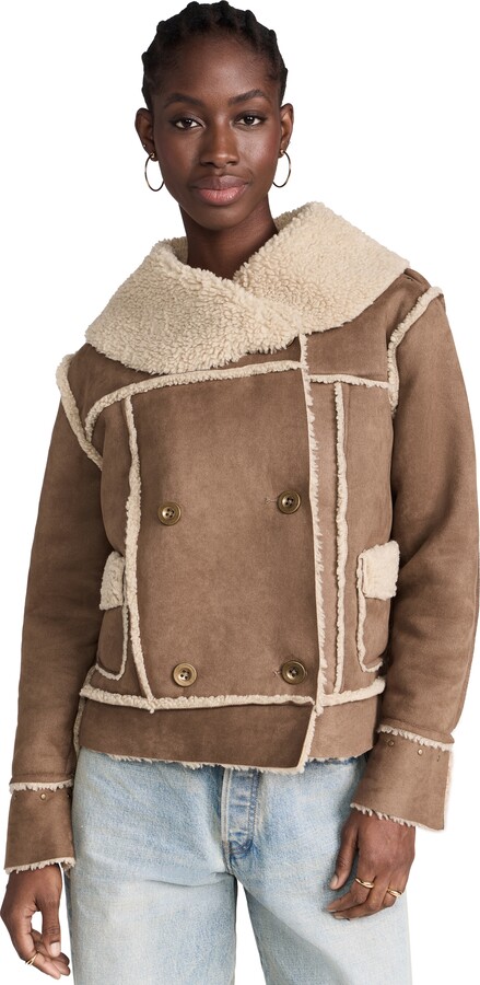 NSF Hazel Faux Shearling Pea Coat