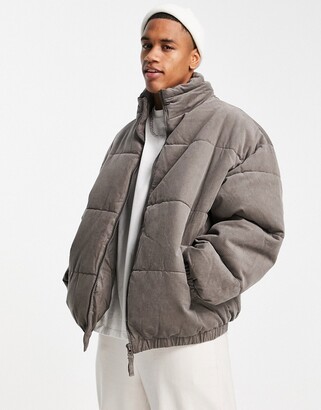 New Look oversized cord puffer in brown - ShopStyle Jackets