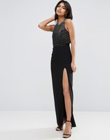Thumbnail for your product : ASOS Embellished Crop Top Thigh Split Maxi Dress
