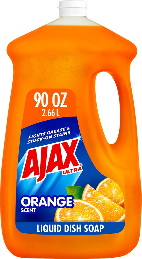 Ajax Ultra Triple Action Dishwashing Liquid Dish Soap, Orange Scent, 90 Fluid Ounce