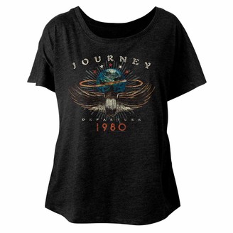 American Classics Journey 1980 Vintage Black Ladies Dolman Slouchy Distressed T-Shirt Tee