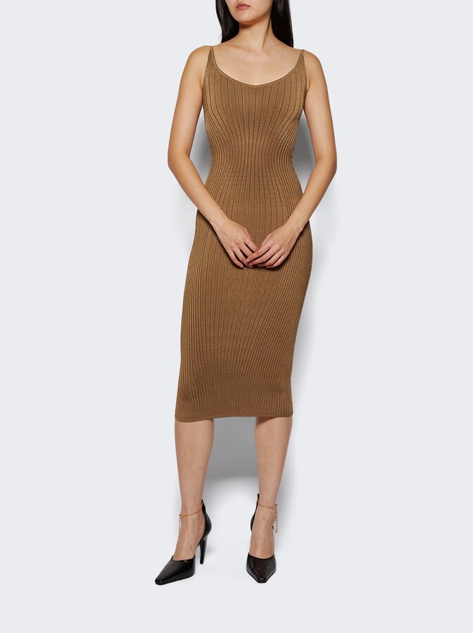 Thierry Mugler Knitted Midi Dress Dark Beige
