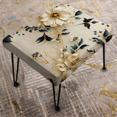Design Art Boho Victorian Fusion Victorian Pattern XIII - Floral Rectangle Ottoman