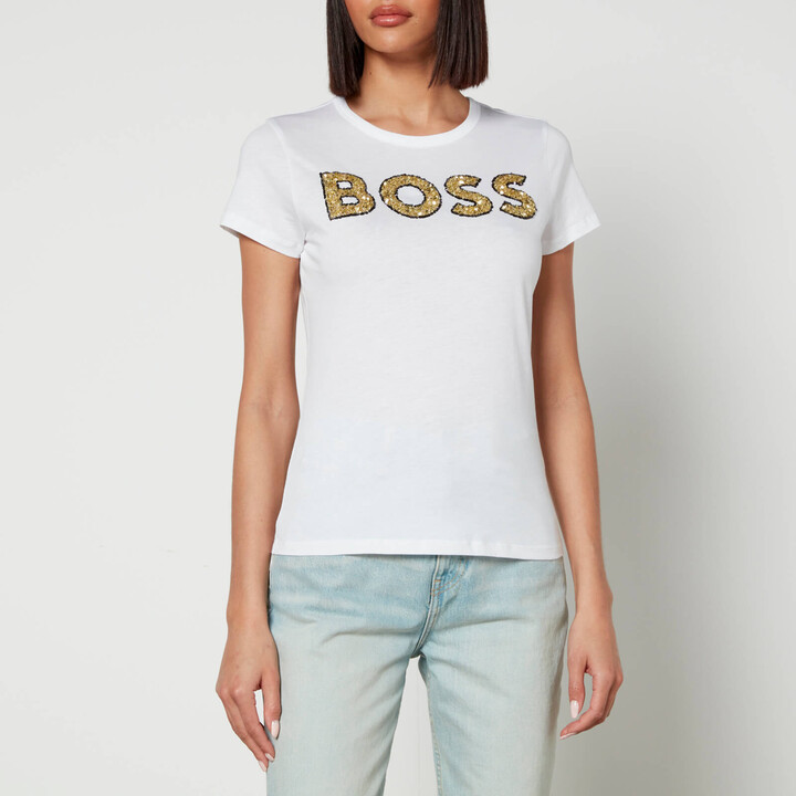 HUGO BOSS Eventsa Logo-Sequined Cotton-Jersey T-Shirt ShopStyle