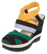 Thumbnail for your product : Prada Striped Wedge Sandals