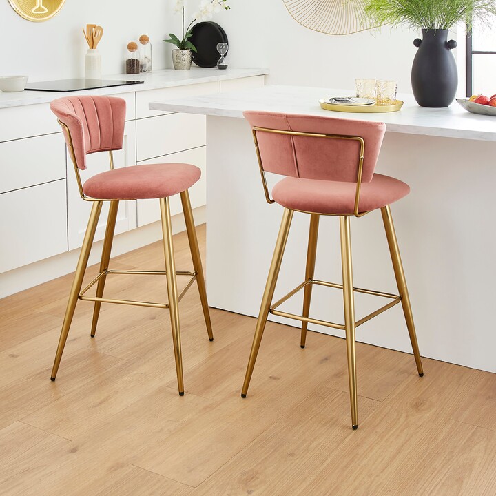 Dunelm Kendall Velvet Bar Stool Pink ShopStyle