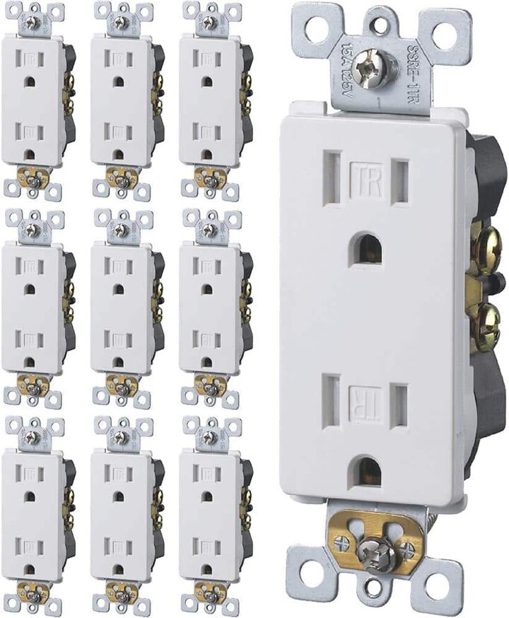 Faith Decorator Receptacle 15 Amp 125-Volt NEMA5-15R Wall Mount Duplex Outlet UL Listed, White (10-Pack)
