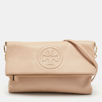 Tory Burch Cream Leather Thea Fold Over Crossbody Bag - ShopStyle