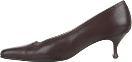 Christian Louboutin Leather Pumps Brown Semi-Pointed Toes Designer