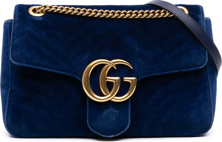 Gucci Pre-Owned 2016-2025 Medium GG Marmont Matelasse Velvet Flap crossbody bag