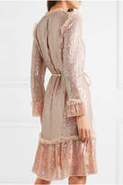 Thumbnail for your product : Needle & Thread Tulle-trimmed Sequined Chiffon Dress - Blush
