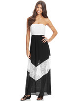 Thumbnail for your product : Amy Byer BCX Strapless Colorblock Lace Maxi Dress
