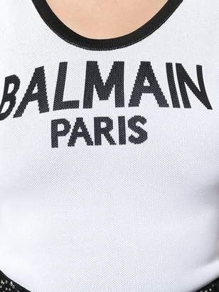 Balmain scoop back logo bodysuit