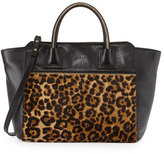 Thumbnail for your product : Milly Logan Leopard-Print Calf Hair Tote Bag, Black