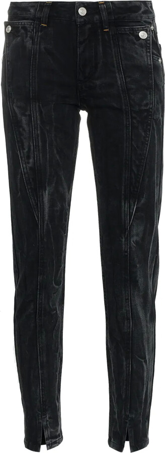 Panel Detail Split Hem Jeans