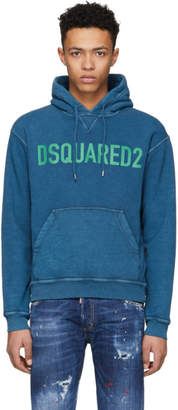 DSQUARED2 Blue Dyed Crack Logo Dan Hoodie
