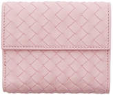Bottega Veneta - Portefeuille à motif intrecciato rose Compact Fold Over