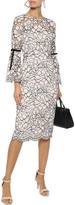 Thumbnail for your product : Lela Rose Grosgrain-trimmed Corded Lace Midi Dress
