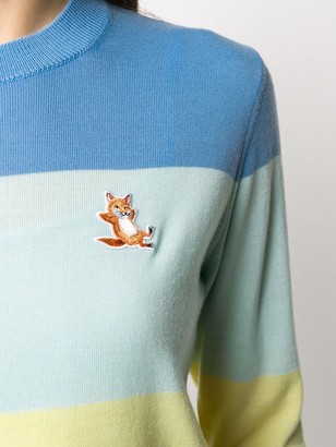 MAISON KITSUNÉ Fox embroidered colour block jumper