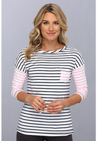 Thumbnail for your product : Karen Neuburger Inspire Pink Zone 3/4 Sleeve Fabric Blocked Top