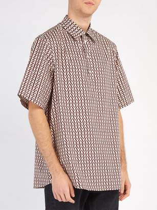 Valentino Optical-print Cotton Shirt - Mens - Burgundy
