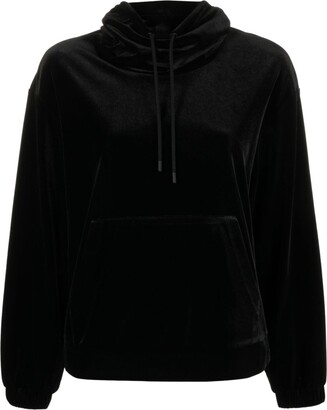 Black CC Pullover Sweater with Crystal Rhinestone Hoodie String