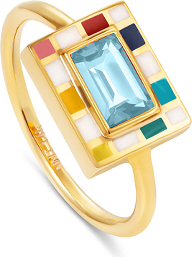 Nevernot Let’s Play Chess 14K Yellow Gold Topaz Good Move Ring