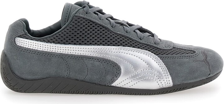 Puma 'speedcat' Grey Low Top Sneakers With Logo Patch On The Tongue And Formstrip Logo Detail On The Sidei N Leather And Mesh Unisex