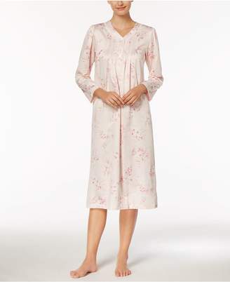 Miss Elaine Floral-Print Picot-Trim Nightgown