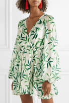Thumbnail for your product : Caroline Constas Olena Wrap-effect Printed Silk-chiffon Mini Dress - Green