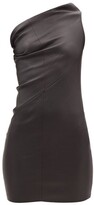 Thumbnail for your product : Rick Owens Athena One-shoulder Bonded-leather Minidress - Black