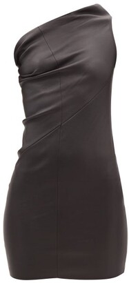 Rick Owens Athena One-shoulder Bonded-leather Minidress - Black