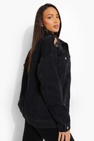 Thumbnail for your product : boohoo Tall Oversized Busted Boyfriend Denim Jacket