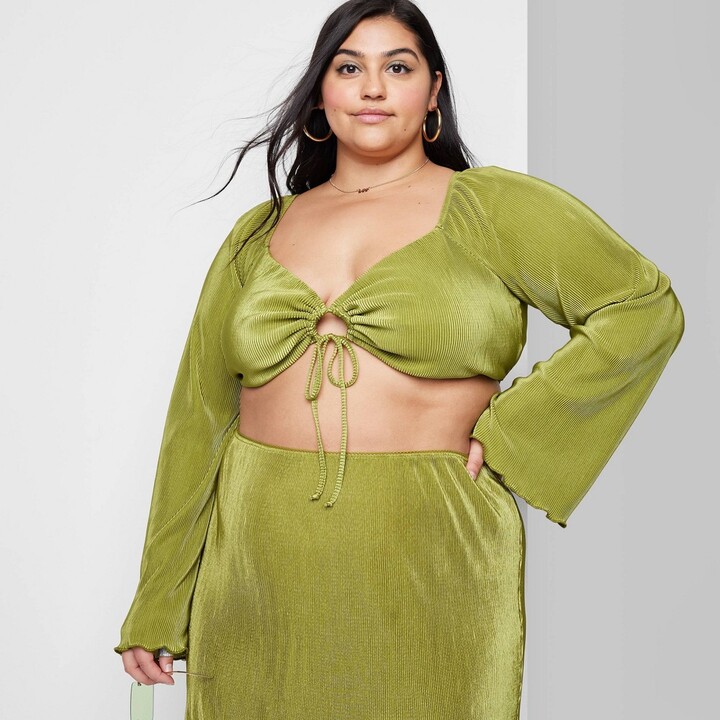Wild Fable Women's Bell Long Sleeve Blouse Green Apple 4X - ShopStyle Plus  Size Tops