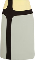 Thumbnail for your product : Marni Color-block wool and silk-blend skirt