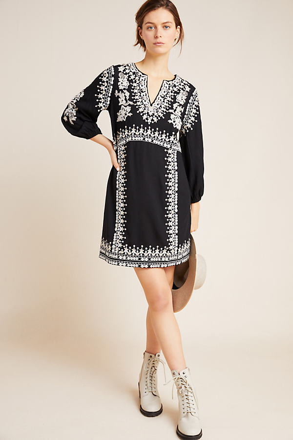 tanzine embroidered midi dress