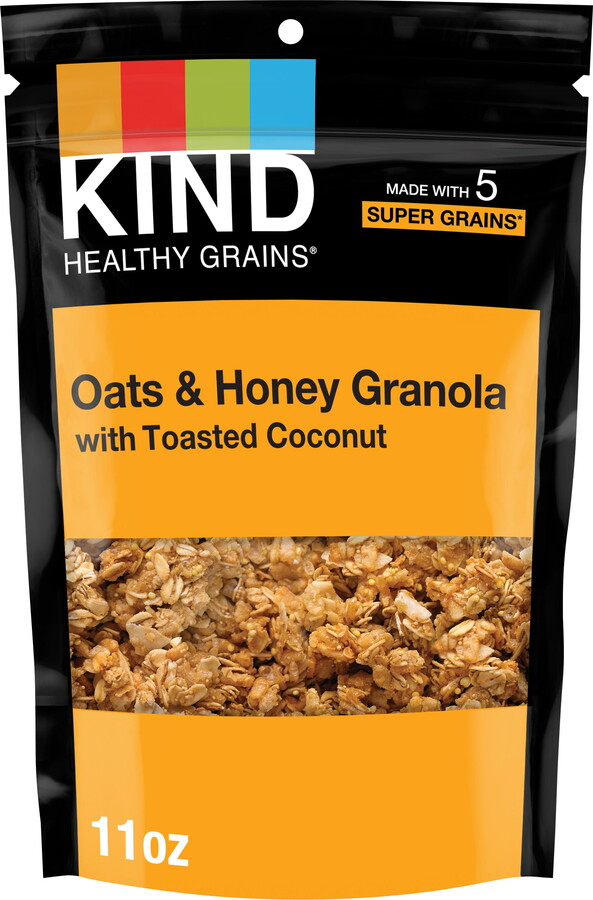 Kind HEALTHY GRAINS Granola, Healthy Snack, Oats & Honey Granola with Toasted Coconut, Snack Mix 11 OZ