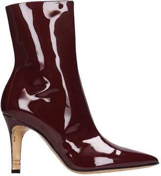 Maison Margiela High Heels Ankle Boots In Bordeaux Patent Leather