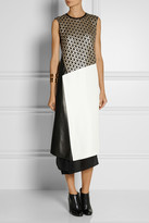 Thumbnail for your product : Reed Krakoff Paneled eyelet-lace, twill and leather dress
