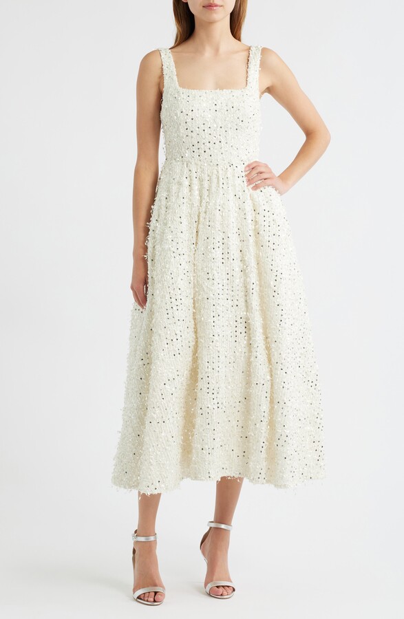 Sonya Moda Valentino Sequin Tweed Midi Dress