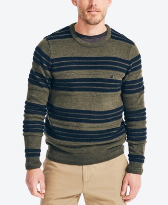 Comfy Men¡¯s Striped Spell Color Crewneck Sweater Knit Pullover