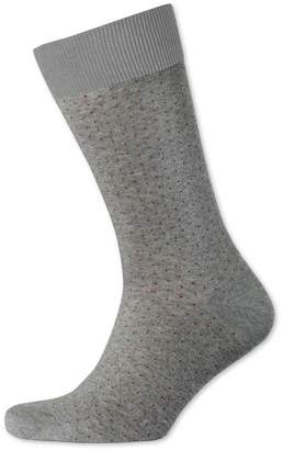 Grey and Burgundy Micro Dash Socks Size Large by Charles Tyrwhitt