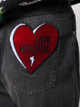 Love Moschino Embroidered Heart Cropped Jeans