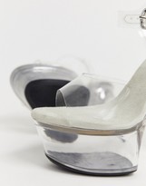 Thumbnail for your product : Public Desire Teaser clear platform stiletto sandal in beige
