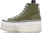 Thumbnail for your product : R 13 Green & White Platform High Top Sneakers