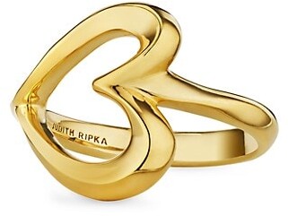Judith Ripka Eros 18K Yellow Gold Open Heart Ring