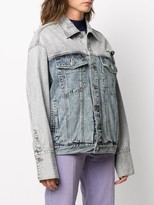Thumbnail for your product : Sjyp Two-Tone Distressed Denim Jacket