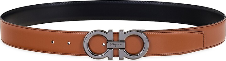 Ferragamo Men's Gancini Cut-to-Size Reversible Leather Belt - New Vicuna Nero - Size 38