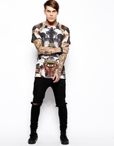 Thumbnail for your product : Religion T-Shirt in All Over Chain Print with Zips
